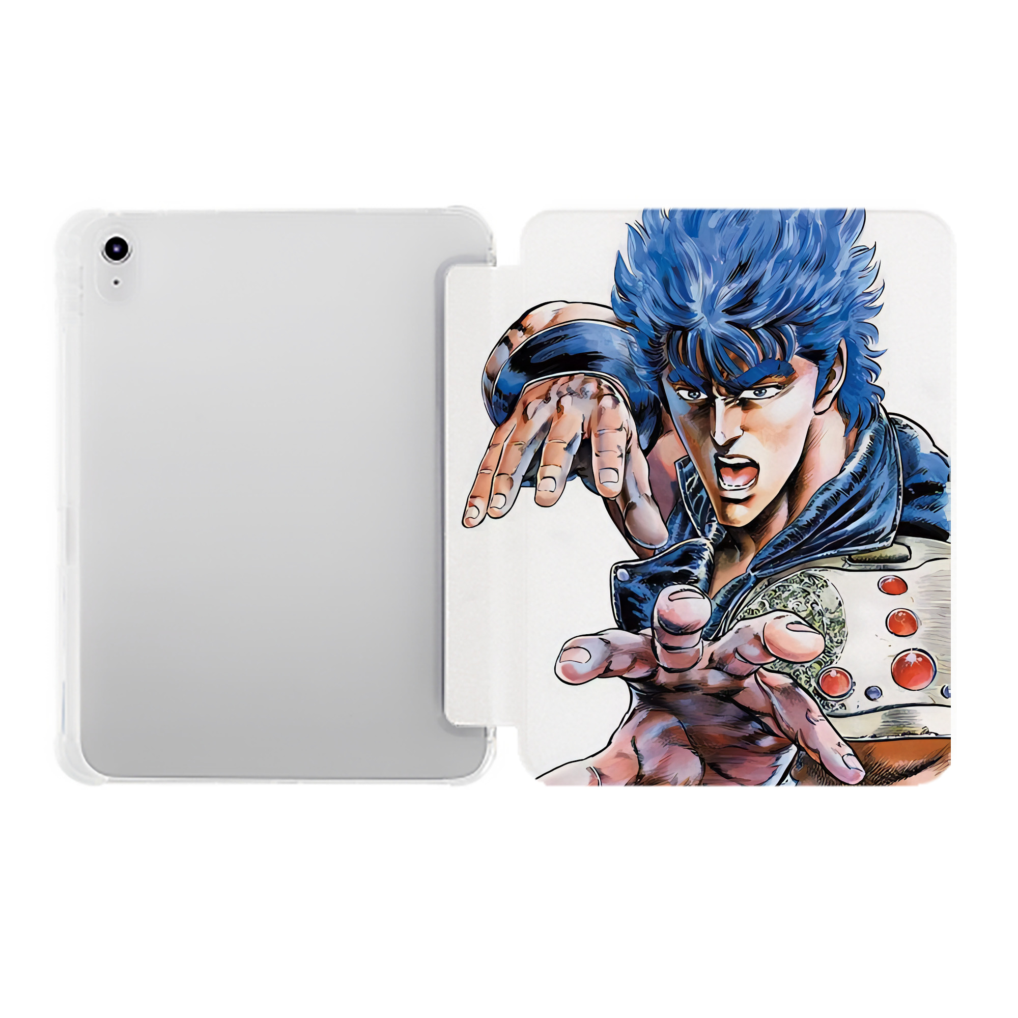 （画像用） 北斗の拳 Fist of the North Star IPad ケース ペン収納付き 三つ折りスタンド PUレザー×シリコン 対応機種9.5/10.5/10.9インチ